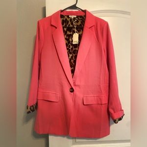 Stylish& Comfortable Hot Pink with Leopard Print Blazer